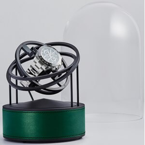Bernard Favre Planet Black &amp; Green Uhrenbeweger aus Leder