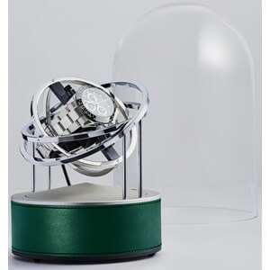 Bernard Favre Planet Silver &amp; Green Uhrenbeweger aus Leder